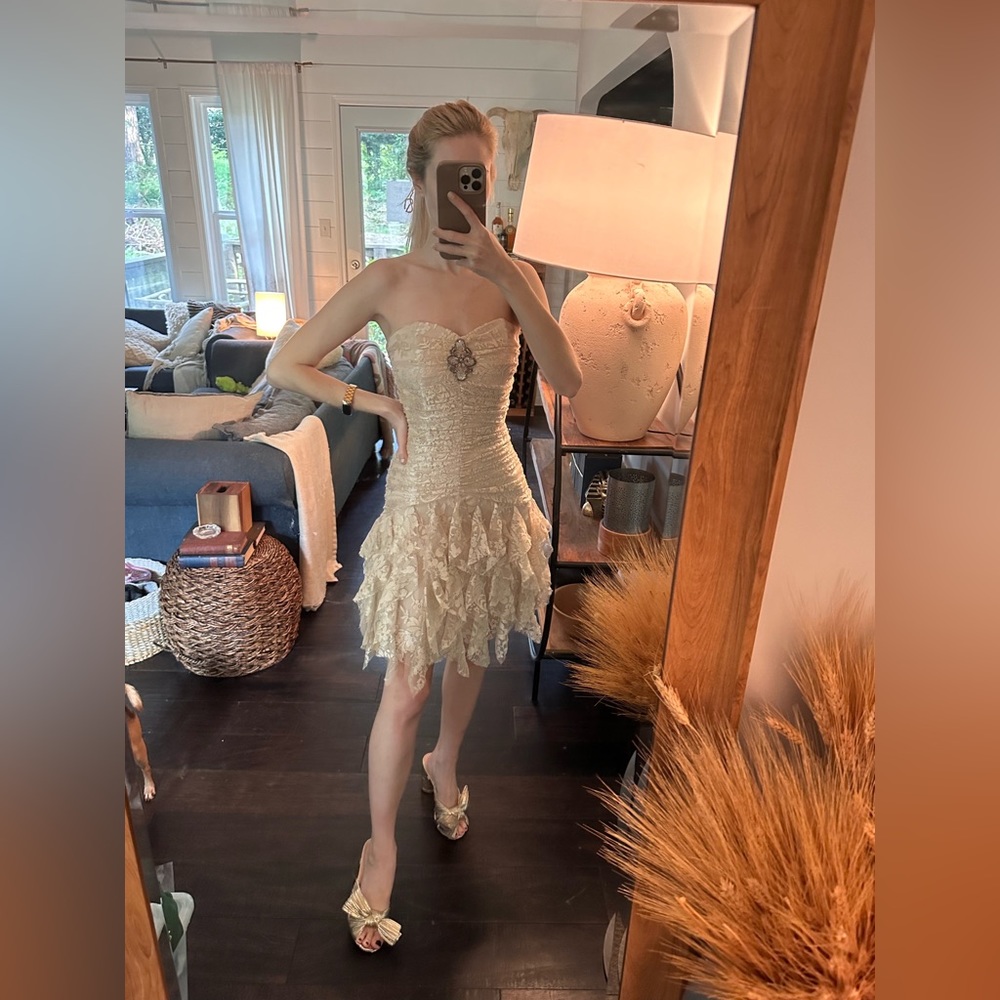 Jessica McClintock Y2K Lace Cocktail Dress - Picture 3 of 12